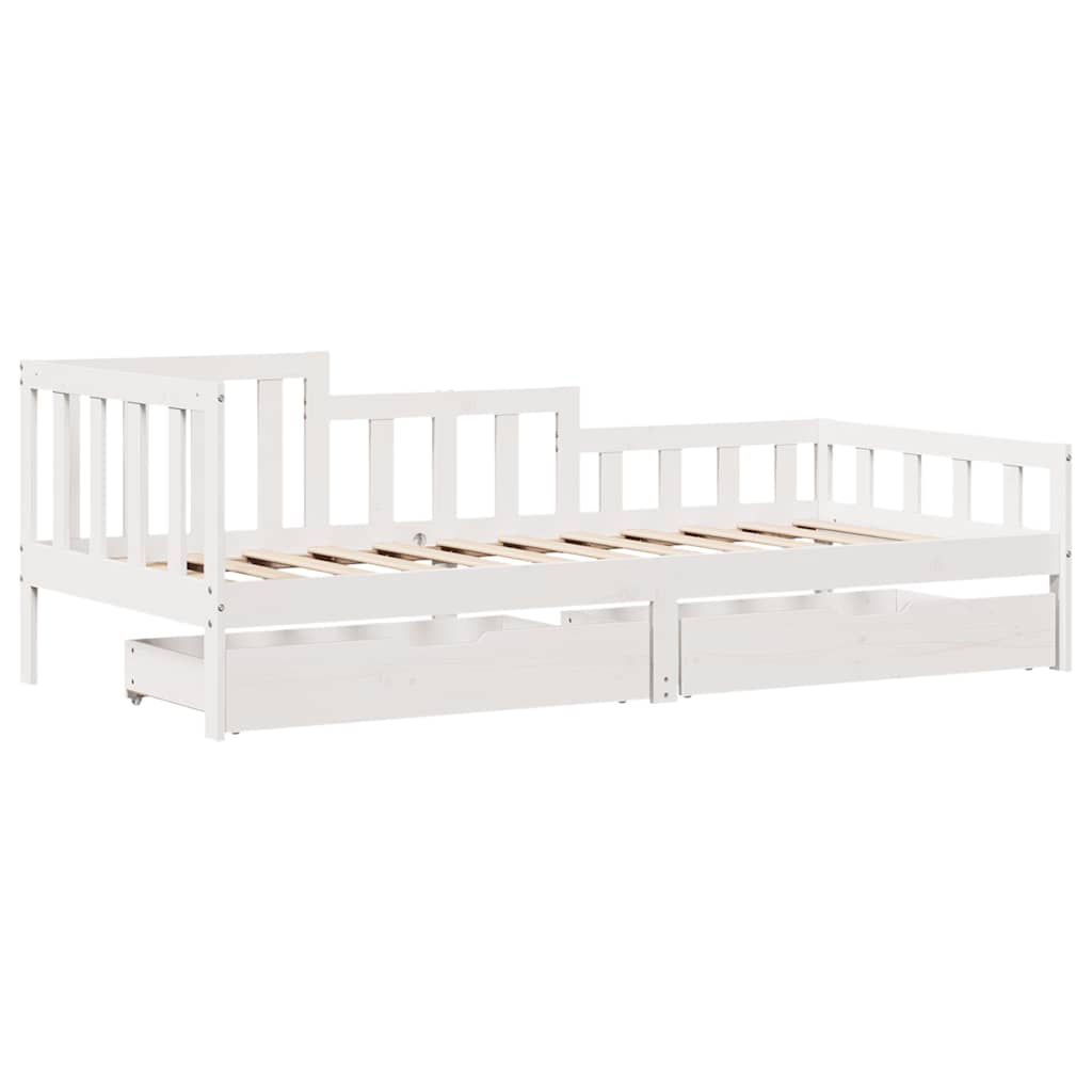 vidaXL Daybed with Drawers without Mattress White 80x200 cm Solid Wood