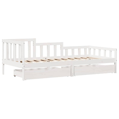 vidaXL Daybed with Drawers without Mattress White 80x200 cm Solid Wood