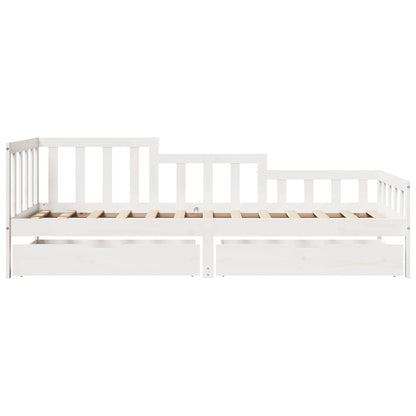 vidaXL Daybed with Drawers without Mattress White 90x200 cm Solid Wood