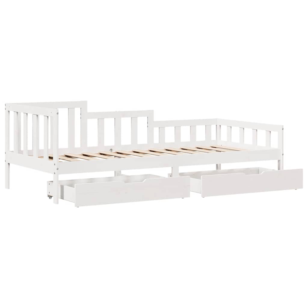 vidaXL Daybed with Drawers without Mattress White 90x200 cm Solid Wood