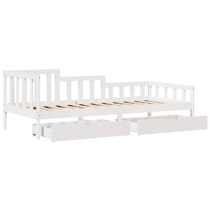 vidaXL Daybed with Drawers without Mattress White 90x200 cm Solid Wood