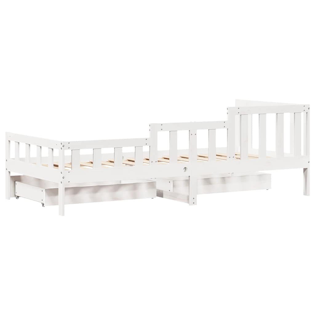 vidaXL Daybed with Drawers without Mattress White 90x200 cm Solid Wood