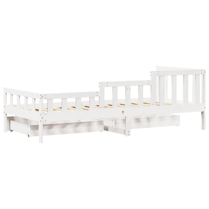 vidaXL Daybed with Drawers without Mattress White 90x200 cm Solid Wood