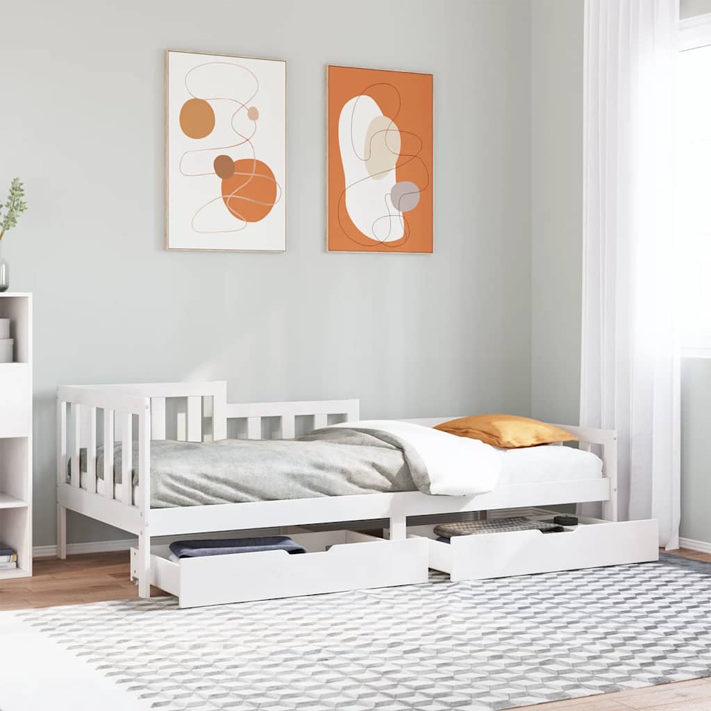 vidaXL Daybed with Drawers without Mattress 90x190 cm Single Solid Wood