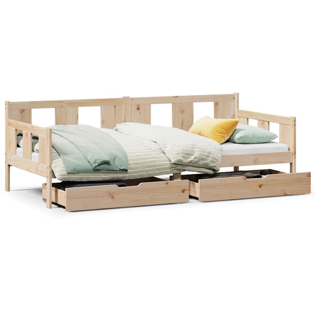 vidaXL Daybed with Drawers without Mattress 90x190 cm Single Solid Wood