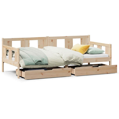 vidaXL Daybed with Drawers without Mattress 90x190 cm Single Solid Wood