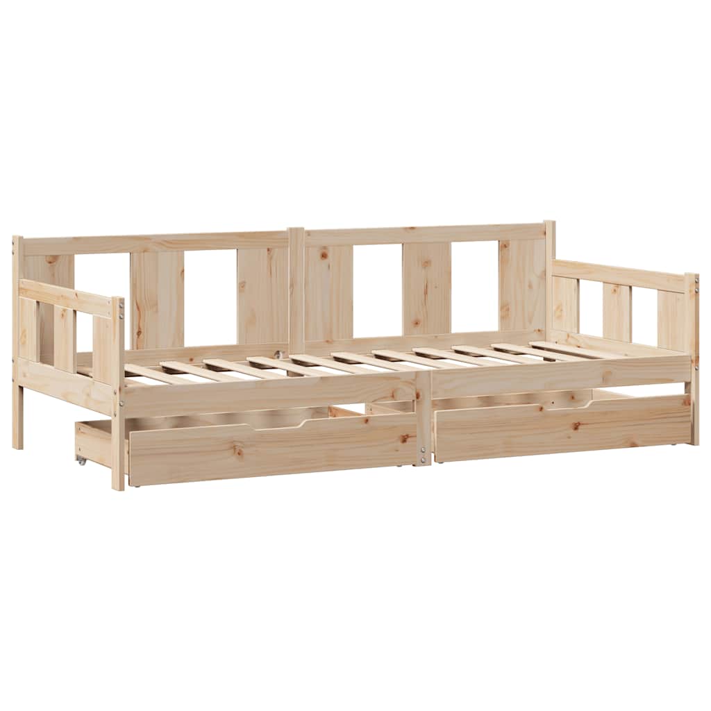 vidaXL Daybed with Drawers without Mattress 90x190 cm Single Solid Wood
