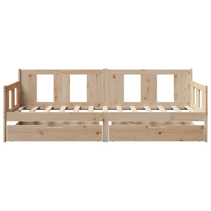 vidaXL Daybed with Drawers without Mattress 90x190 cm Single Solid Wood