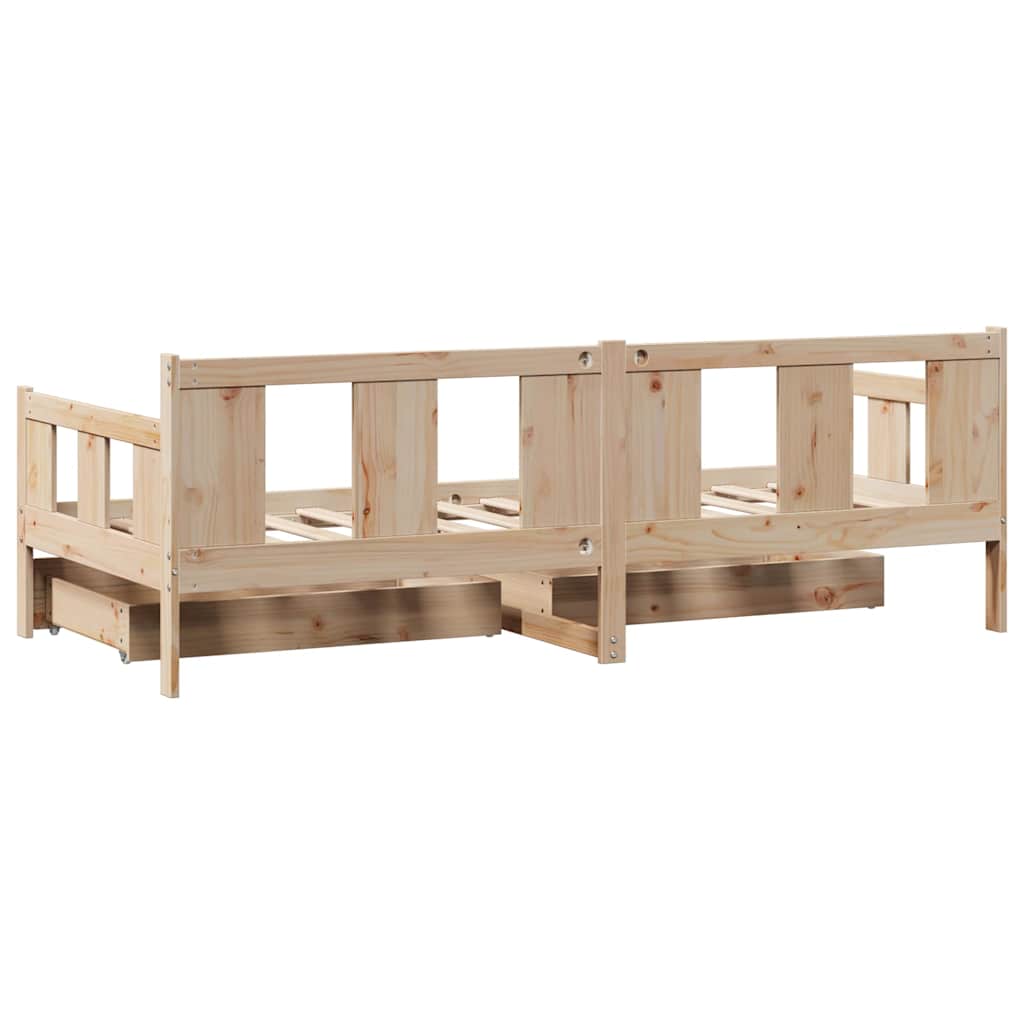 vidaXL Daybed with Drawers without Mattress 90x190 cm Single Solid Wood