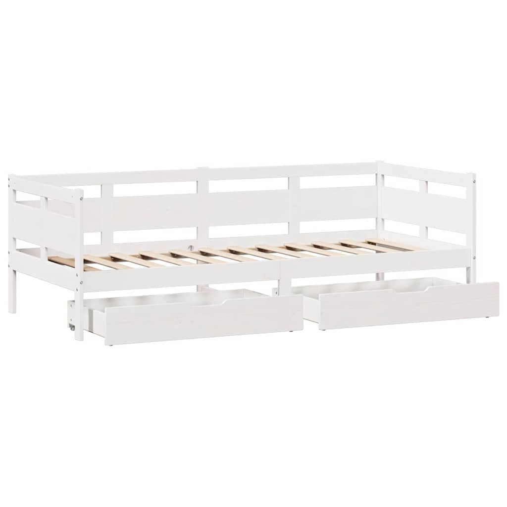 vidaXL Daybed with Drawers without Mattress White 80x200 cm Solid Wood