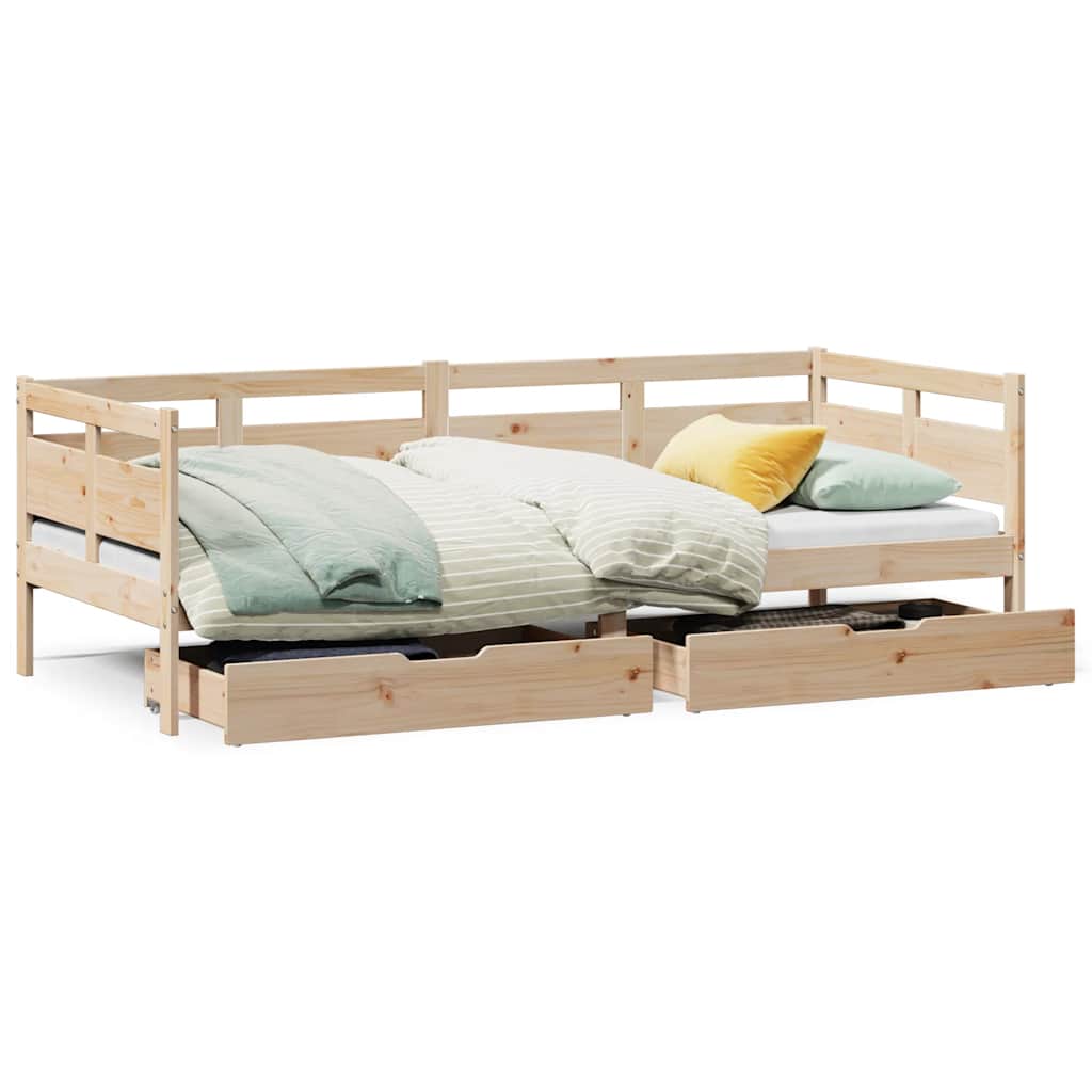 vidaXL Daybed with Drawers without Mattress 90x190 cm Single Solid Wood