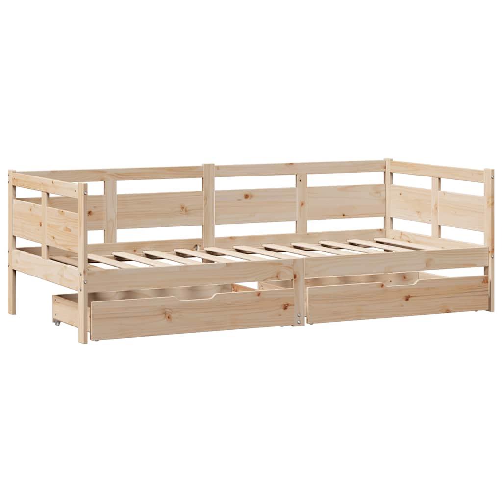 vidaXL Daybed with Drawers without Mattress 90x190 cm Single Solid Wood