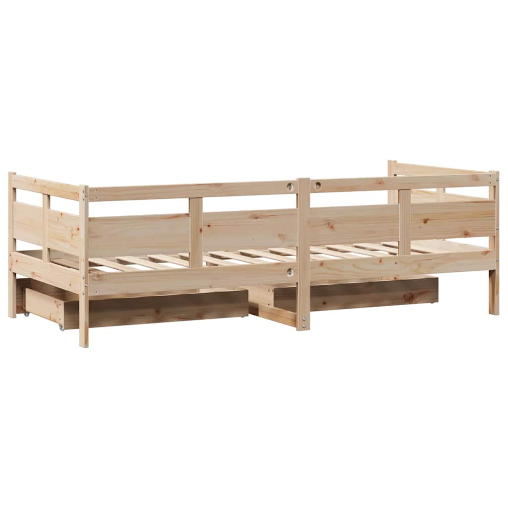 vidaXL Daybed with Drawers without Mattress 90x190 cm Single Solid Wood