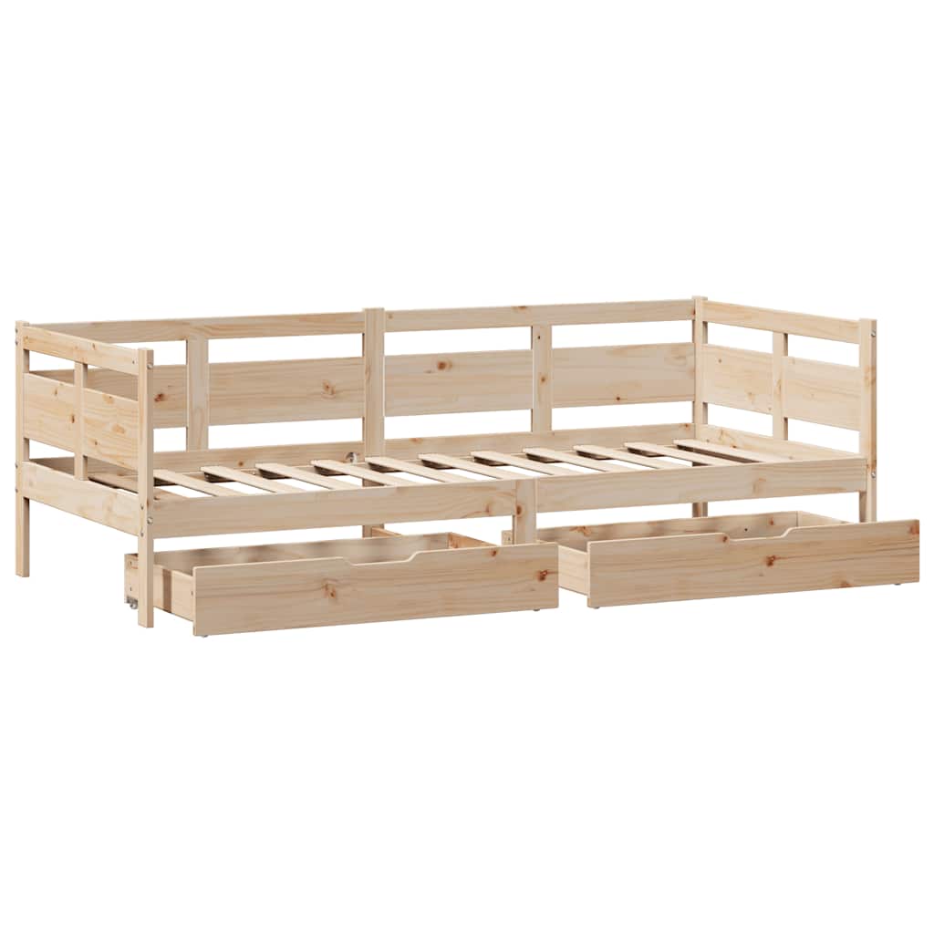 vidaXL Daybed with Drawers without Mattress 90x190 cm Single Solid Wood