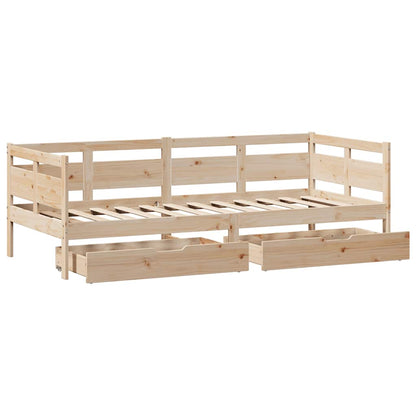vidaXL Daybed with Drawers without Mattress 90x190 cm Single Solid Wood