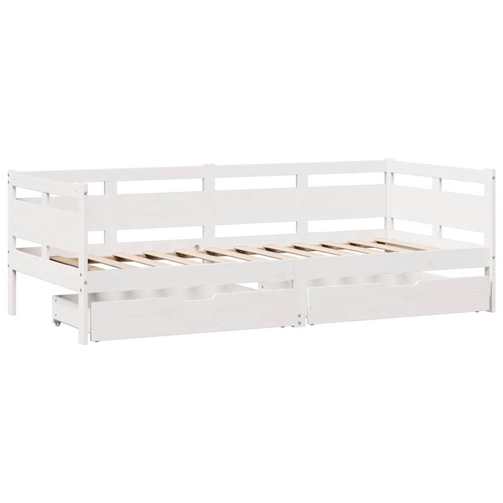 vidaXL Daybed with Drawers without Mattress White 90x190 cm Single Solid Wood