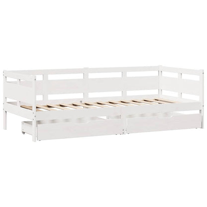 vidaXL Daybed with Drawers without Mattress White 90x190 cm Single Solid Wood