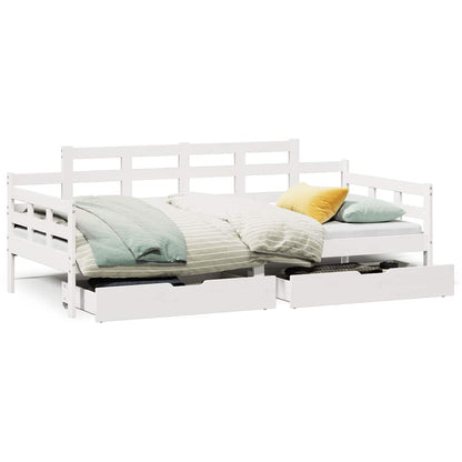vidaXL Daybed with Drawers without Mattress White 90x200 cm Solid Wood