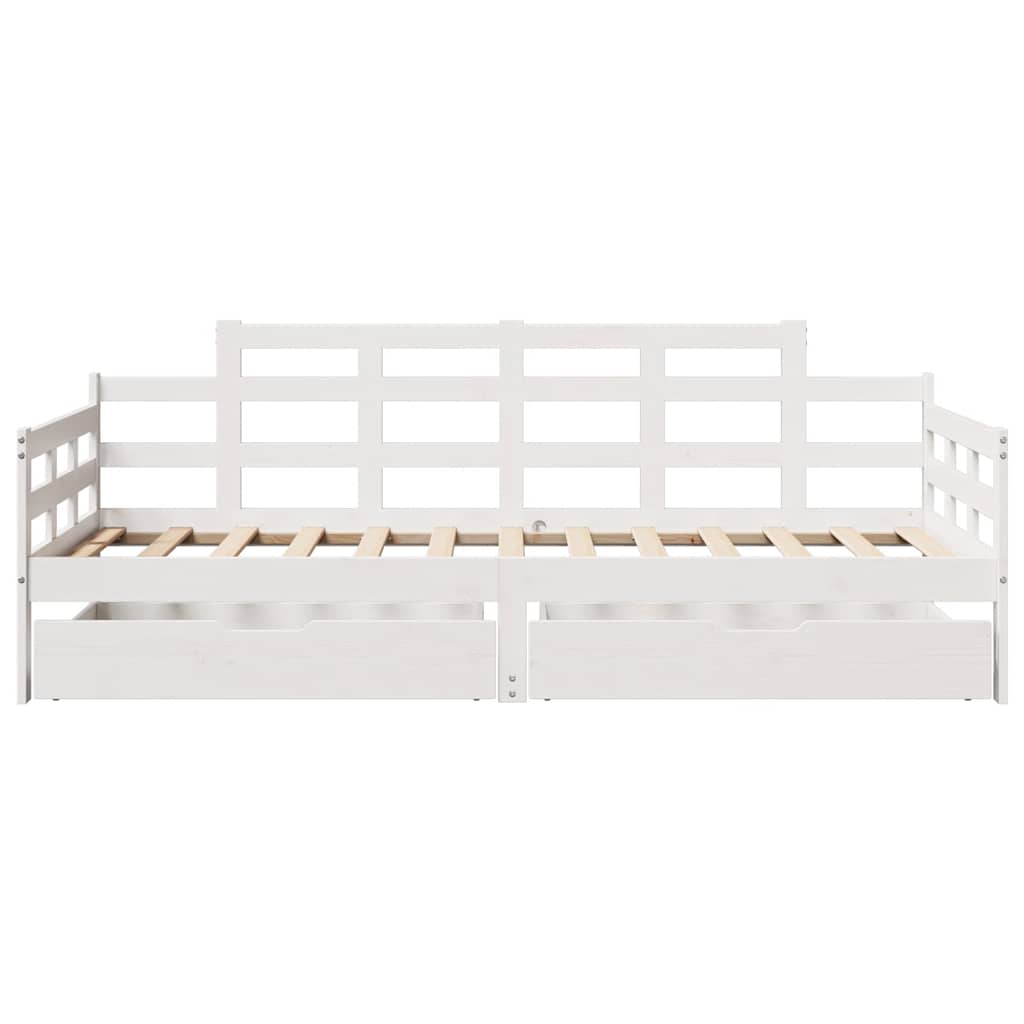 vidaXL Daybed with Drawers without Mattress White 90x200 cm Solid Wood