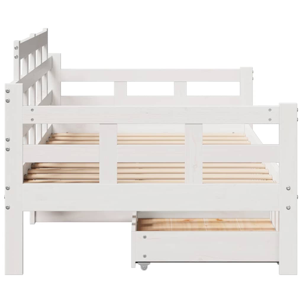 vidaXL Daybed with Drawers without Mattress White 90x200 cm Solid Wood