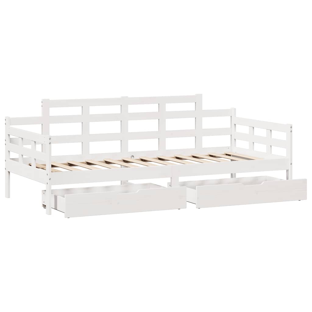 vidaXL Daybed with Drawers without Mattress White 90x200 cm Solid Wood