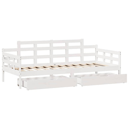 vidaXL Daybed with Drawers without Mattress White 90x200 cm Solid Wood