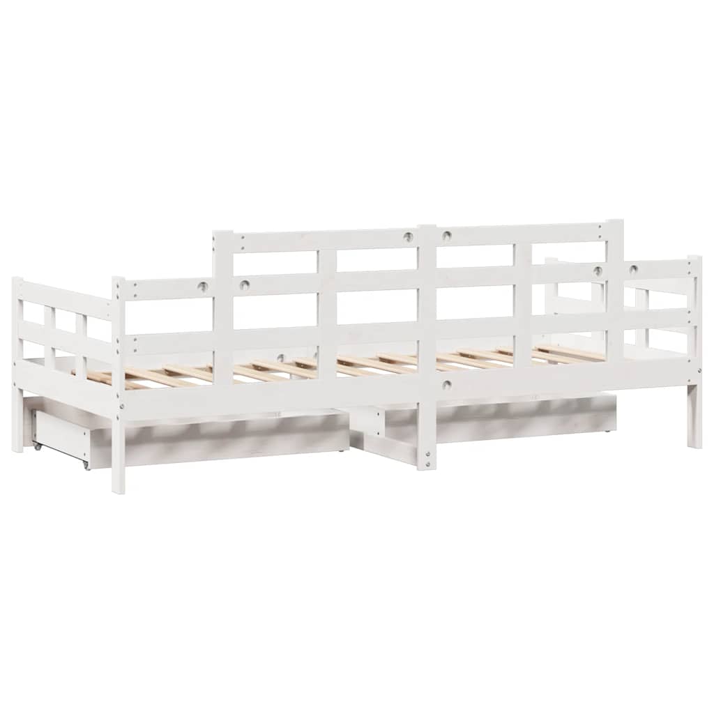 vidaXL Daybed with Drawers without Mattress White 80x200 cm Solid Wood