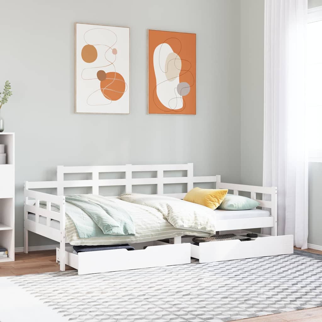 vidaXL Daybed with Drawers without Mattress White 80x200 cm Solid Wood
