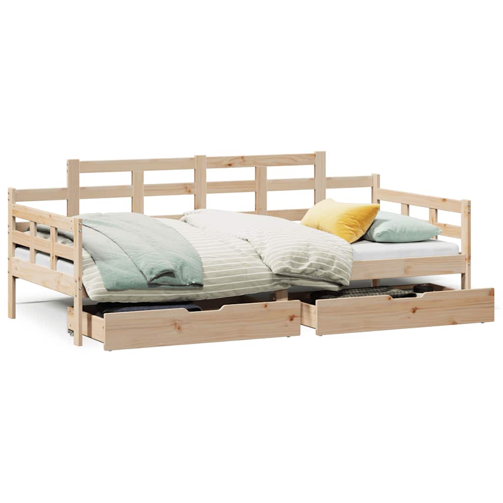 vidaXL Daybed with Drawers without Mattress 90x190 cm Single Solid Wood