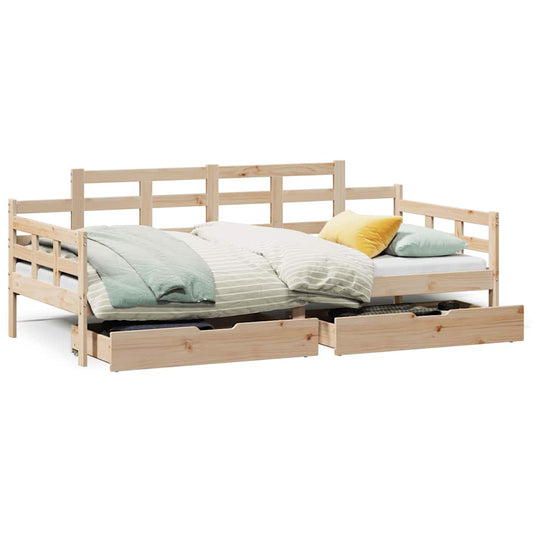 vidaXL Daybed with Drawers without Mattress 90x190 cm Single Solid Wood