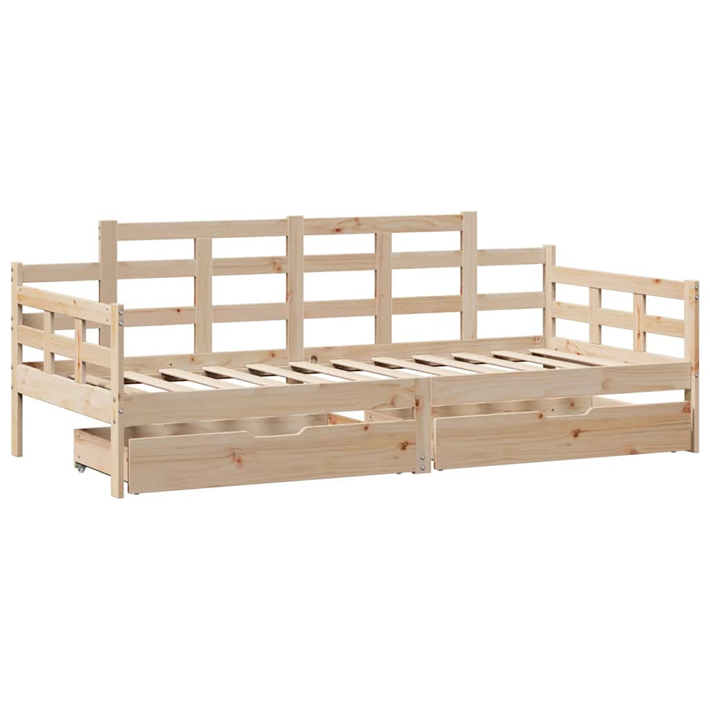 vidaXL Daybed with Drawers without Mattress 90x190 cm Single Solid Wood