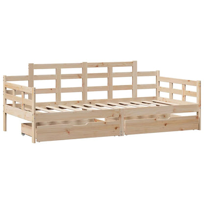 vidaXL Daybed with Drawers without Mattress 90x190 cm Single Solid Wood