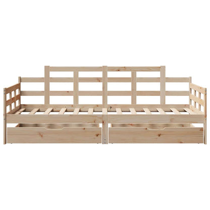 vidaXL Daybed with Drawers without Mattress 90x190 cm Single Solid Wood