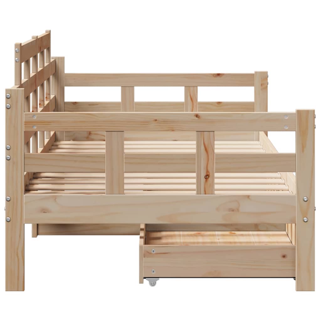vidaXL Daybed with Drawers without Mattress 90x190 cm Single Solid Wood