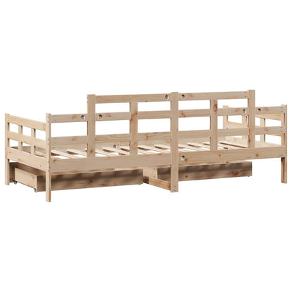 vidaXL Daybed with Drawers without Mattress 90x190 cm Single Solid Wood