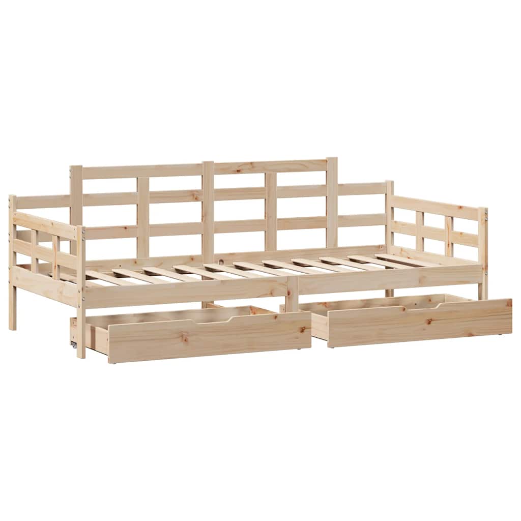 vidaXL Daybed with Drawers without Mattress 90x190 cm Single Solid Wood
