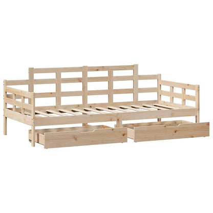 vidaXL Daybed with Drawers without Mattress 90x190 cm Single Solid Wood