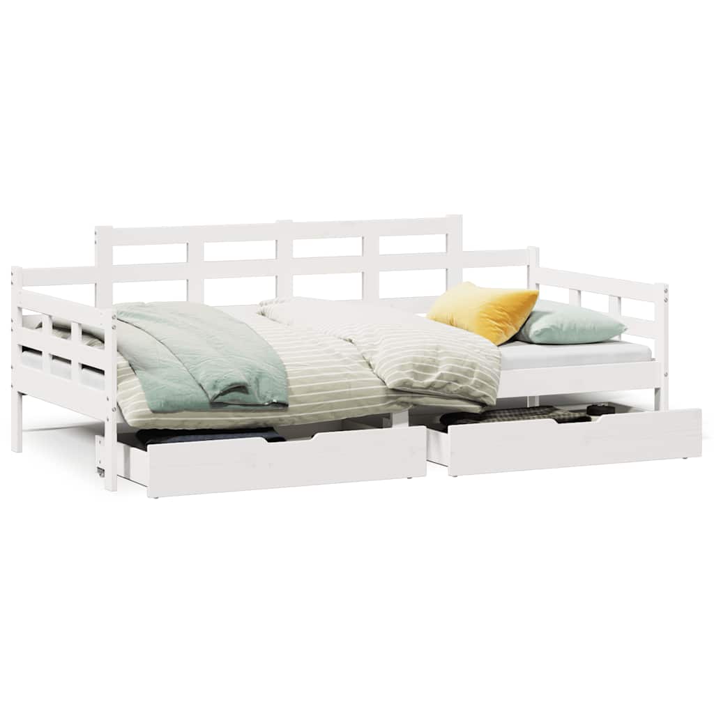 vidaXL Daybed with Drawers without Mattress White 90x190 cm Single Solid Wood