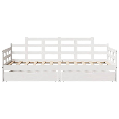 vidaXL Daybed with Drawers without Mattress White 90x190 cm Single Solid Wood