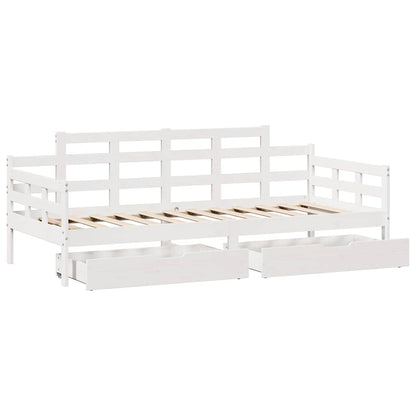 vidaXL Daybed with Drawers without Mattress White 90x190 cm Single Solid Wood