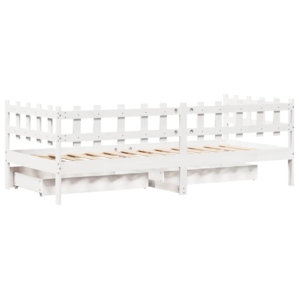 vidaXL Daybed with Drawers without Mattress White 90x200 cm Solid Wood