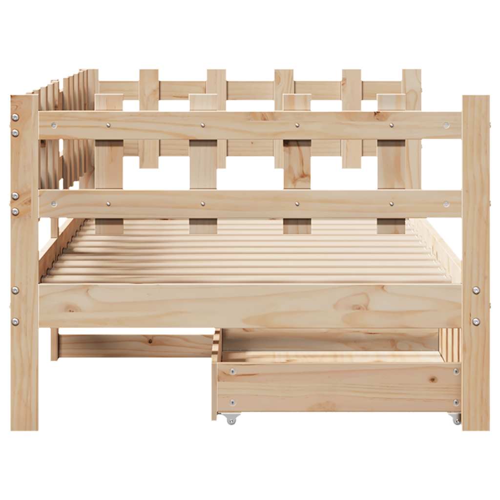 vidaXL Daybed with Drawers without Mattress 90x190 cm Single Solid Wood