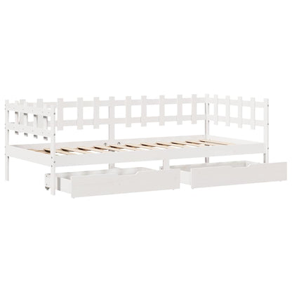 vidaXL Daybed with Drawers without Mattress White 90x190 cm Single Solid Wood