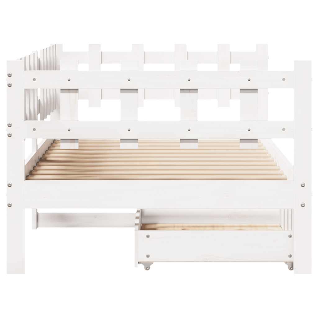 vidaXL Daybed with Drawers without Mattress White 80x200 cm Solid Wood