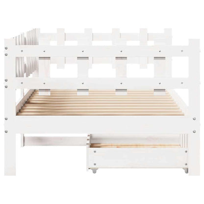 vidaXL Daybed with Drawers without Mattress White 90x200 cm Solid Wood