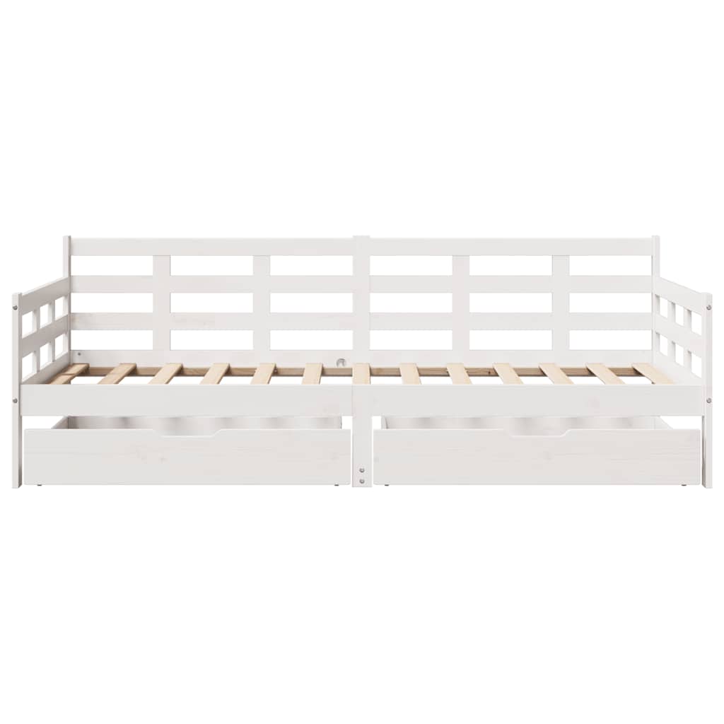 vidaXL Daybed with Drawers without Mattress White 90x200 cm Solid Wood
