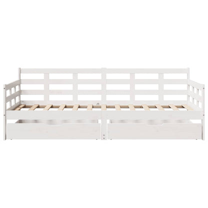 vidaXL Daybed with Drawers without Mattress White 90x200 cm Solid Wood
