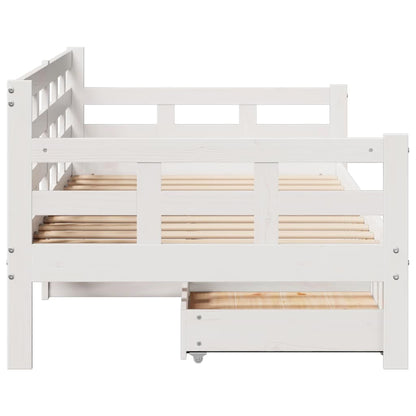 vidaXL Daybed with Drawers without Mattress White 90x200 cm Solid Wood