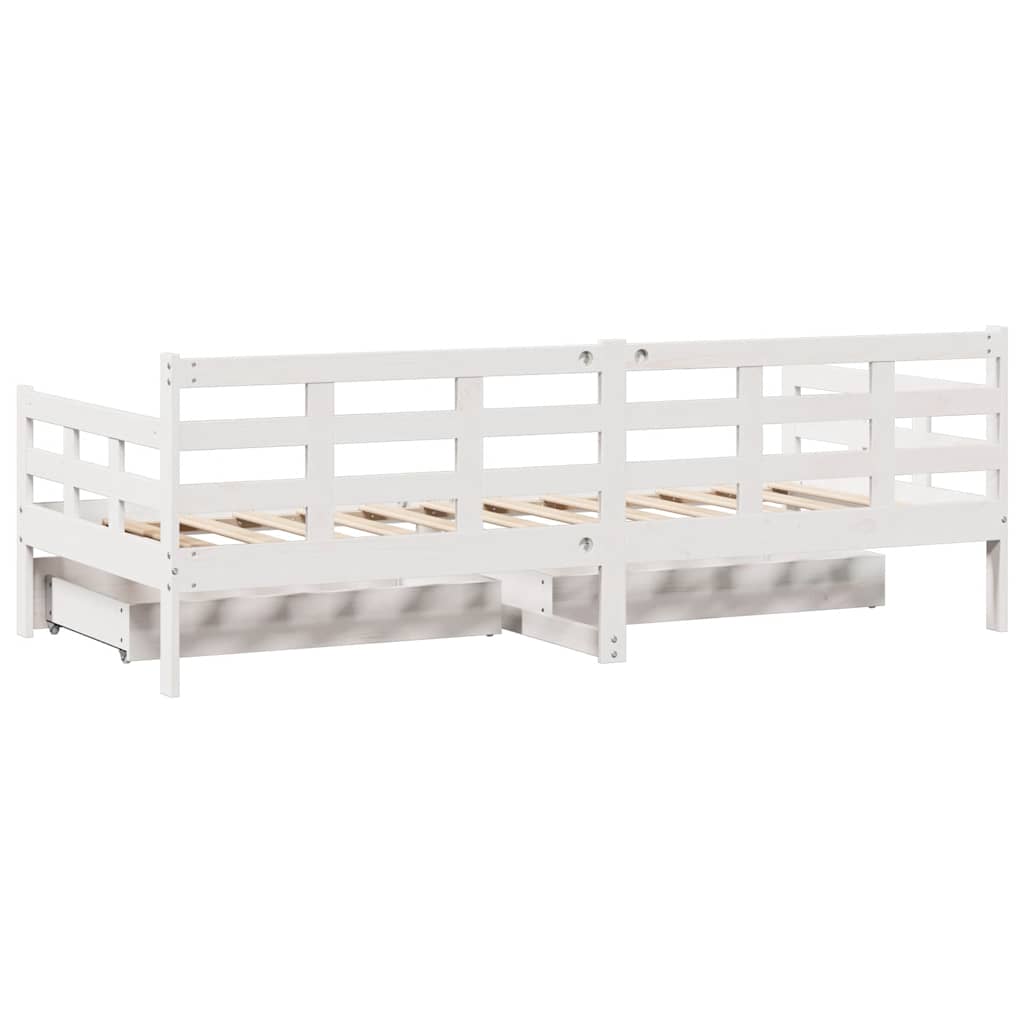 vidaXL Daybed with Drawers without Mattress White 90x200 cm Solid Wood