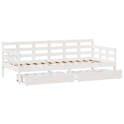 vidaXL Daybed with Drawers without Mattress White 90x200 cm Solid Wood